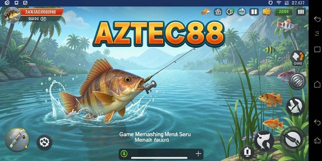 Gameplay AZTEC88 dengan suasana memancing yang menenangkan.