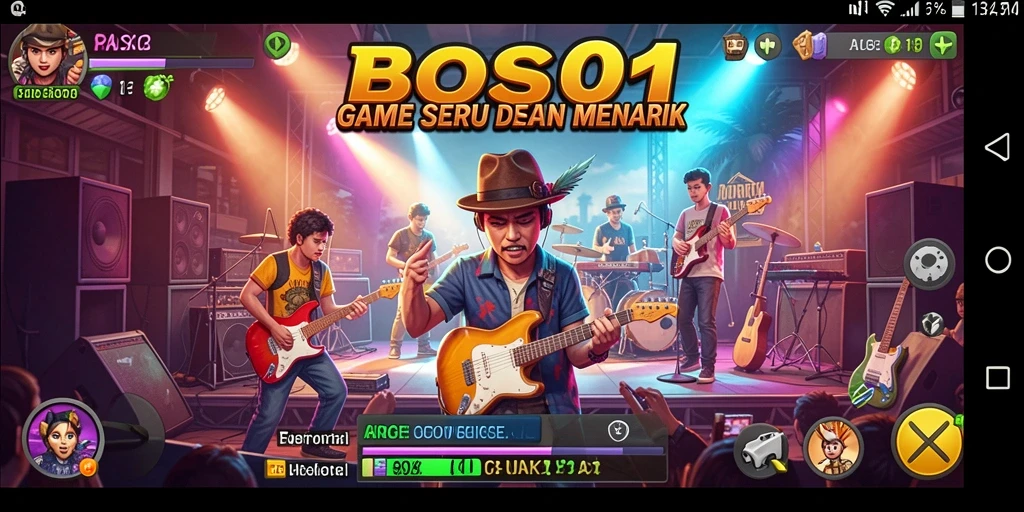 Tampilan antarmuka BOS01 dengan gameplay musik yang menarik.