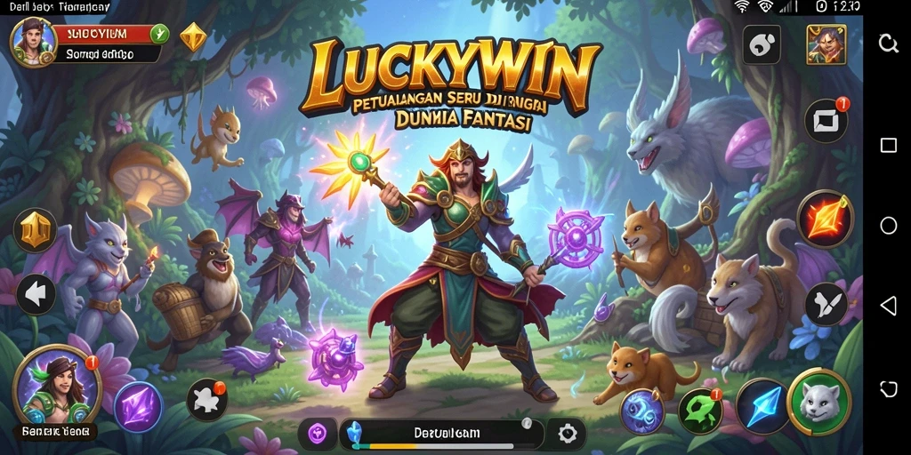 Tangkapan layar gameplay <strong>LUCKYWIN</strong> menampilkan aksi seru dalam pertarungan RPG.