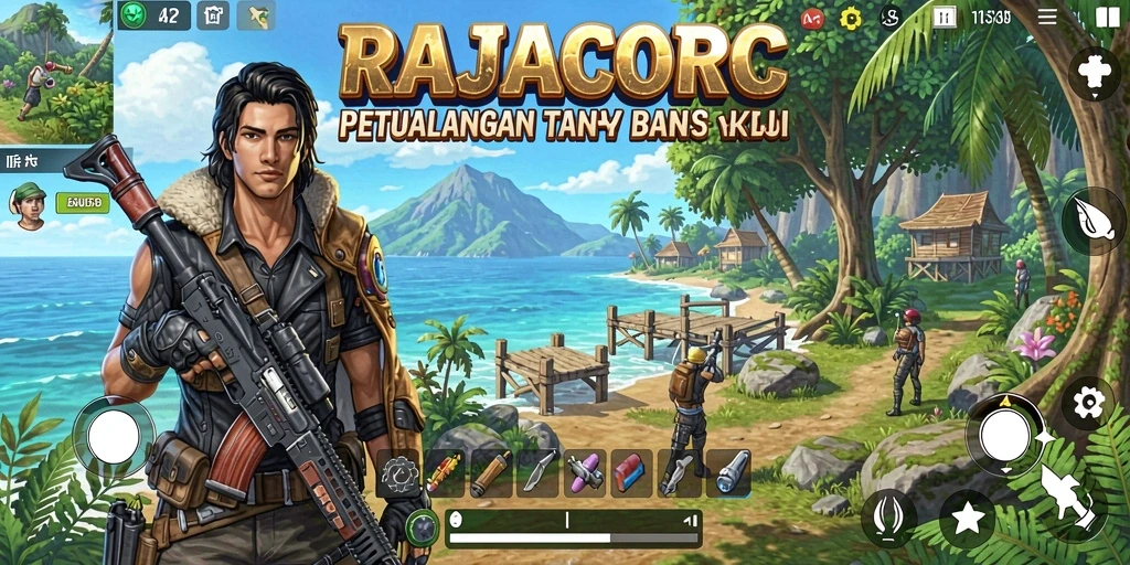 Menampilkan eksplorasi mendalam dalam dunia terbuka RAJACORC.